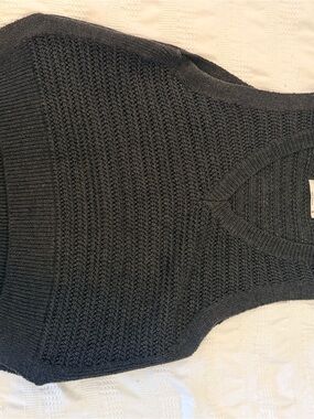 Final Touch Charcoal V-Neck Knit Sweater Vest